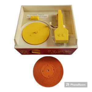 1971 Fisher Price Music Box Record Player 1 Green Disc Working London Bridge VTG